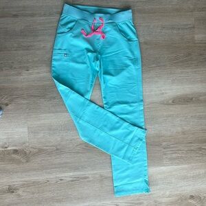 Bright Blue FIGS with pink drawstrings! Never worn! Small & Tall!